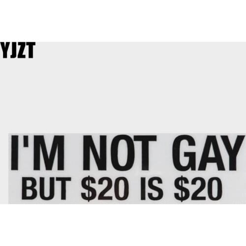 YJZT 13.5X3.9CM I'M NOT GAY Funny Bumper Truck Window Car Sticker Vinyl Decal JDM Black/Silver C26-0259