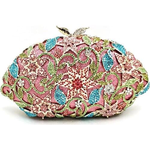 Women evening party diamonds elegant clutches luxuries bridal wedding party elegant flower stars hollow out crystal purses bag