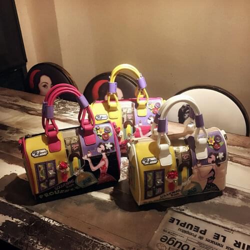 Women Bags Leather Patchwork Embroidery Handbags Girl Shoulder Bags Messenger Bag Female Totes Braccialini Style Perfume Girl