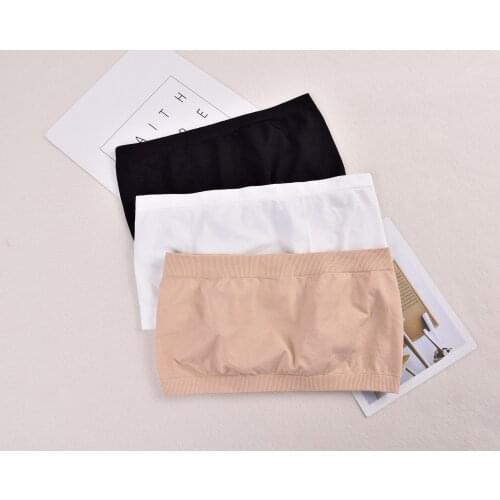 Women Sexy Dance Tube Top Strapless Black Nude Sleeveless Sports Bra Elastic Wrap Chest Bottom Underwear For Girls Dancewear