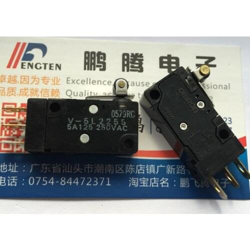 1PCS Japan Omron V-5L2255 waterproof and dust travel limit micro switch with swing handle roller 5A250V