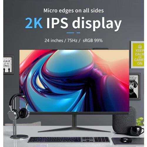 24/27 Inch 2K 1K Monitor 144hz 75Hz Desktop PC Lcd QHD Display Gaming Flat Panel Screen Computer LED 2560*1440 HDMI/DP