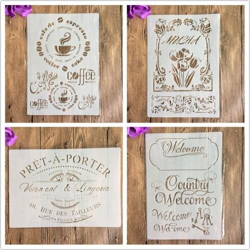 4pcs/set A4 animal Mandala Stencils Painting Coloring Embossing Scrapbook Album Decorative Template cake stencil crafts books