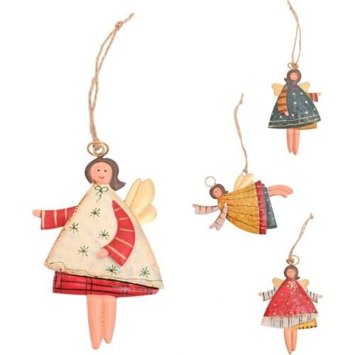 60% Hot Sale Make Old Christmas Iron Art Angel Girl Pendant Decoration Party Exquisite Ornaments Angel Art Car Pendant