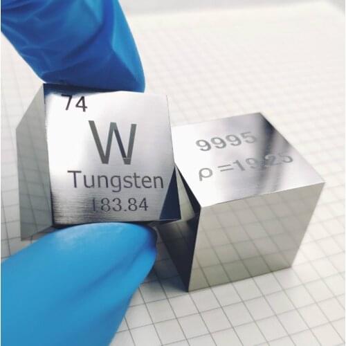 99.95% High Purity Tungsten Metal Mirror polished Iron Element Cube 25.4mm Metal Density Cubes Carved Element Periodic Table Cub