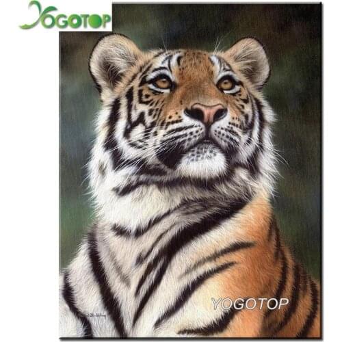 Diamond embroidery full display 5d diamond painting full square round drill mosaic rhinestones picture animal king tiger YY1801