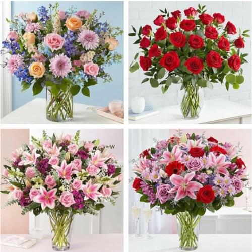 EverShine Diamond Painting Full Square Rose Cross Stitch DIY Diamond Mosaic Flower Bead Embroidery Vase Picture Rhinestones