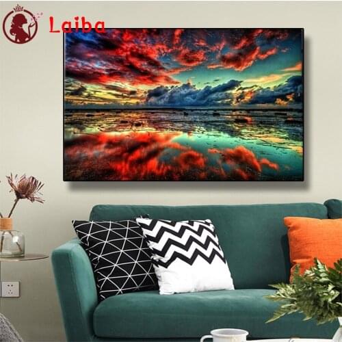 DIY Diamond Painting Natural scenery, colorful sunset clouds Diamond Mosaic Full Drill Square Cross Stitch Handmade Hobby