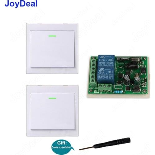 433Mhz Wireless Remote Control Switch AC 220V 2CH Relay Receiver Module & 1 Channel 433 MHz Remote Transmitter Wall Panel Switch