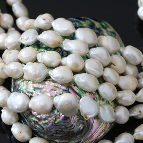 Irregular 12-19mm natural white cultured freshwater pearl beads fahsion hot sale women jewelry making 15inch B1359
