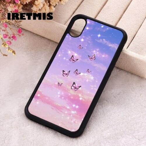Iretmis 5 5S SE 2020 phone cover cases for iphone 6 6S 7 8 Plus X Xs Max XR 12 MINI Pro Soft Silicone TPU Butterfly skies