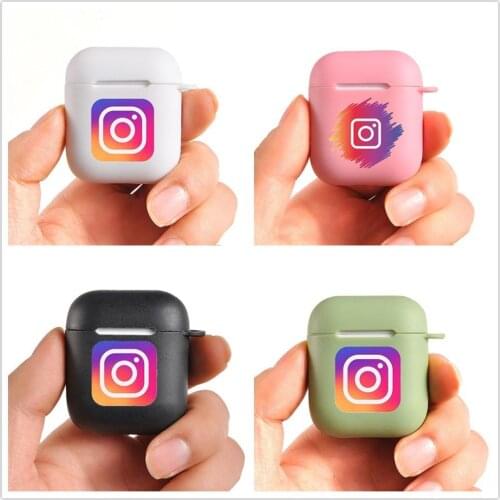 Ins LOGO Case For Apple Airpods 1 2 Soft Silicone Shockproof Cover For Apple AirPods Earphone Cases for Air Pods Protector Cases