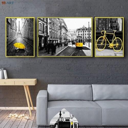 Retro Black and White Canvas Painting Modern City Series Posters and Prints Wall Art French Decor Nordic Decoration Home