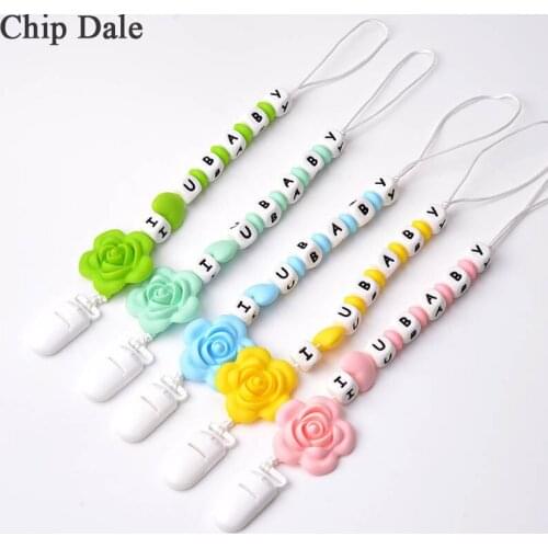 Chip Dale Baby Pacifier Clip Chains BPA Free Baby Chewable Silicone Beads Baby Soother Chain Holder Dummy Clip Baby Shower Gift