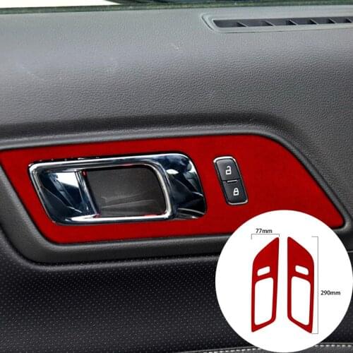 For Ford Mustang 2015-2019 Alcantara Suede Wrap Car Door Hand Panel Strip Cover Handles Trim Stickers Internal Accessories