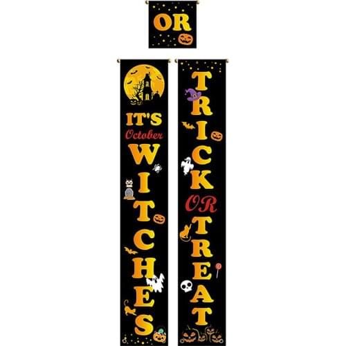 Door Couplet Halloween Decoration Welcome Flag Repeated Use Durable Party Porch Sign Trick Or Treat Banner