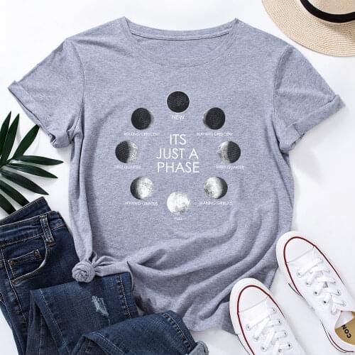 Its Just A Phase Celestial Cute Moon T-Shirt Funny Shirts for Women Female Graphic Tee Short Sleeve Summer Shirts Tops Shirt