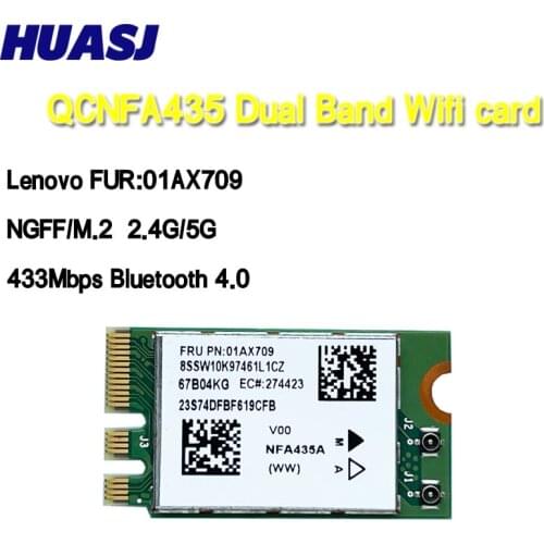HUASJ Wireless Adapter Card QCA9377 QCNFA435 802.11AC 2.4G/5G NGFF WIFI CARD Bluetooth 4.1 For Lenovo AIO-700-22ISH C20-00