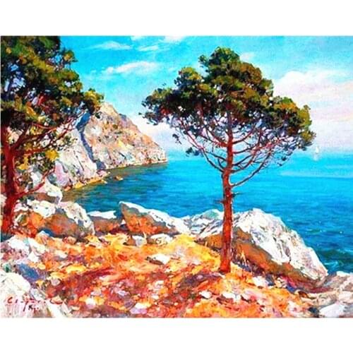 Paints By Numbers Scenery Ocean scenery 60x75cm Pictures Oil Painting By Numbers Set Gift Coloring By Numbers Canvas Wall Set