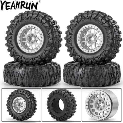 YEAHRUN 2.2" RC Wheels Rims Hubs and Rubber Wheel Tires Skin Kit for 1/10 RC Crawler Car Axial Wraith 90018 SCX10 D90 Parts
