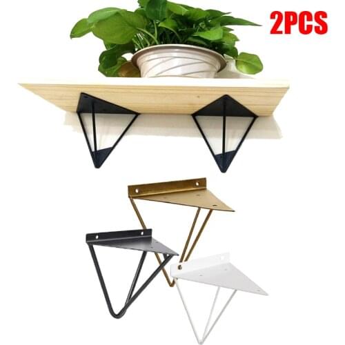 2Pcs Triangle Clapboard Heavy Duty Metal Bracket Storage Floating Wall Shelve Hanging Bench Tripod Corner Invisible Support