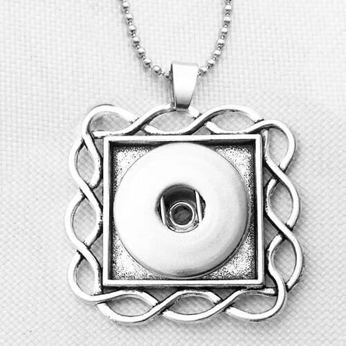Square snap button jewelr pendant Necklace OEM, ODM NX722 (fit 18mm 20mm snaps)
