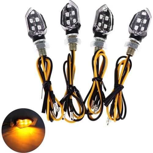 4PCS Mini Motorcycle Smoke Lens Turn Signal Light 5LED 12V Amber Blinker Indicator Lamp Two Wire