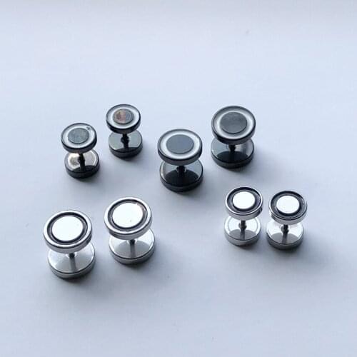 Fashion Simple 316L Stainless Steel Earrings Women Mens Barbell Dumbbell Punk Gothic Stud Earring for Men Trend Party Best Gift