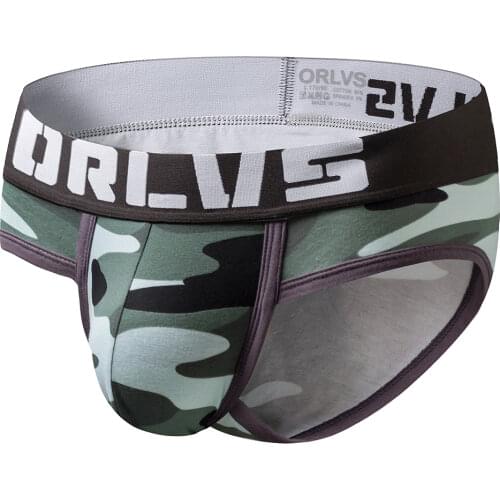 ORLVS Sexy Camouflage Mens Briefs Cotton Underwear Shorts Slip Panties Gay Sous Vetement Homme Coton Ropa Interior Hombre Cueca
