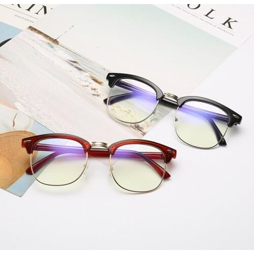 2020 veshion newest Alloy Flat mirror glasses frame half frame retro glasses frame anti-blue ultraviolet glasses