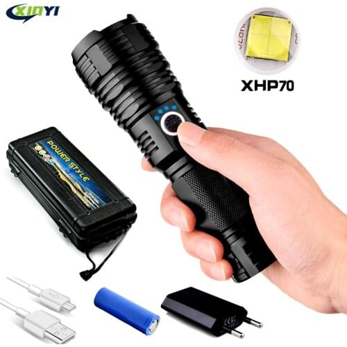 2020Newest Most Powerful XHP70.2 LED Flashlight XHP50 USB Zoom Torch with18650 26650 Rechargeable Battery Hunting Lamp for Camp