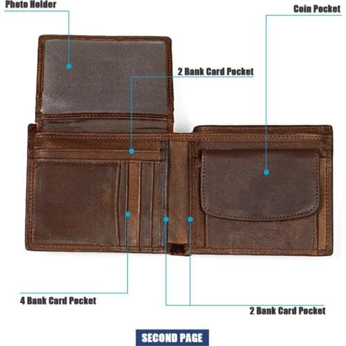 New 100% Genuine Leather Men Wallet Small Mini Card Holder Male Walet Pocket Retro purse High quatily