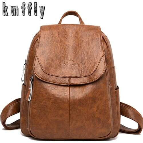 2020 New High Quality Leather Backpacks Women High Capacity Travel Backpack Fashion School Bags for Grils mochila Shoulder Bags