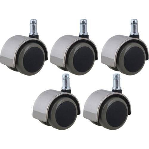 5pcs Stainless Steel PU Office Chair Swivel Casters Furniture Wheels Grip Ring Stem Replacement for Sofa Bed Goods Shelf Storage