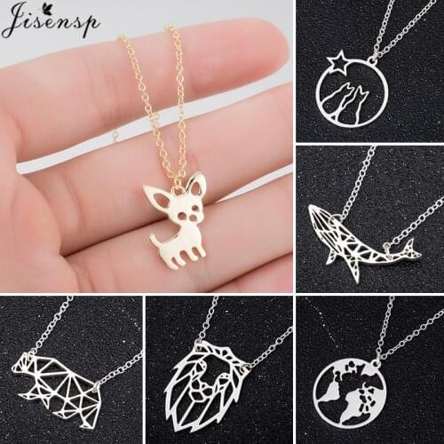 Origami Chihuahua Dog Pet Pendant Necklace for Women Love My Pet Animal Cat Bee Bear Necklaces Choker Ketting Jewelry Gifts