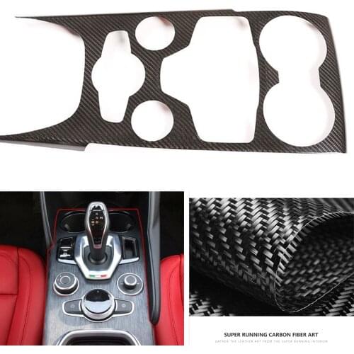 Carbon Fiber Black Car Interior Center Console Gear Shift Panel Plate Cover Frame Trim For Alfa Romeo Stelvio Giulia 2020-2021