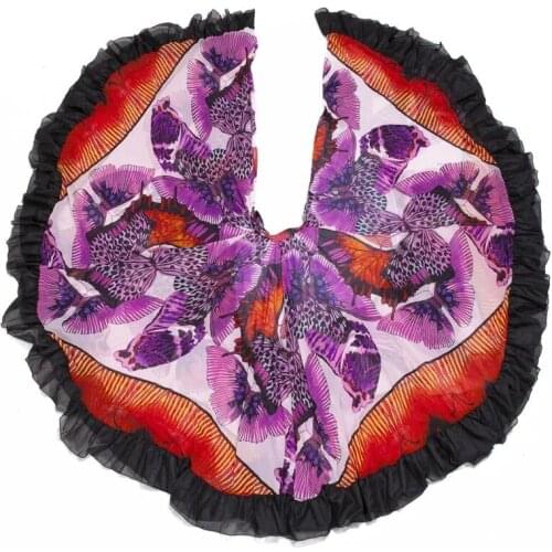 Tribal Belly Dance 2016 Performance Gypsy Skirt Butterfly Full Circle Flamenco Skirt Women Gypsy Belly Dance Skirts Chiffon