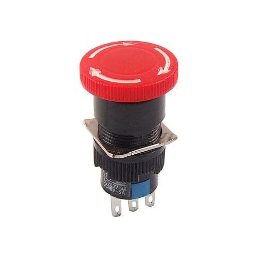 Red Mushroom Cap Rotating Release Emergency Stop Switch AC 250V 3A