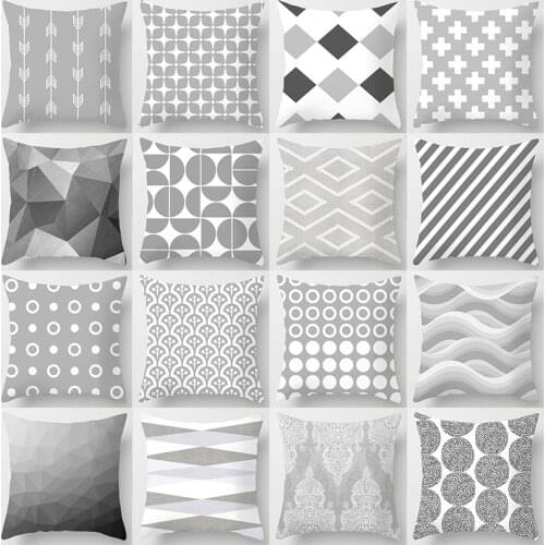 Simplicity Grey Series Geometric Print Pillow Case European Style Sofa Cushion Cover Decorative Pillow Cover Pillowcases 45*45