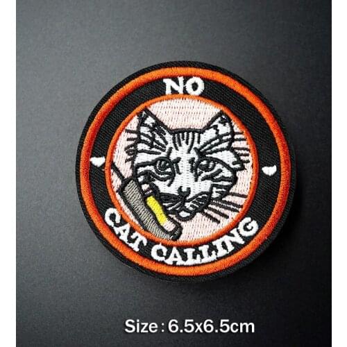 Cat Size: 6.5x6.5cm Iron On Patches Stripe Sewing Embroidered Applique for Jacket Clothes Stickers Badge DIY Apparel Accessories