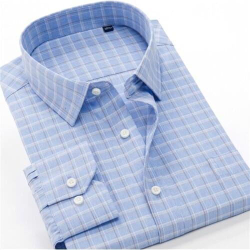 Oversized Shirts 5XL 6XL 7XL 8XL Mens Long-Sleeve Regular-fit Casual Loose Plaid Shirt 2021 New male Four Seasons Shirts