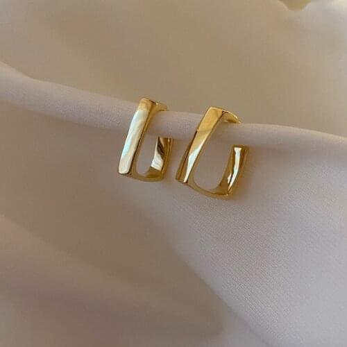 Gold Color Metal Hoop Earrings For Women Circle Square Shape Geometric Earrings 2020 Trendy New Fashion pendientes Jewelry