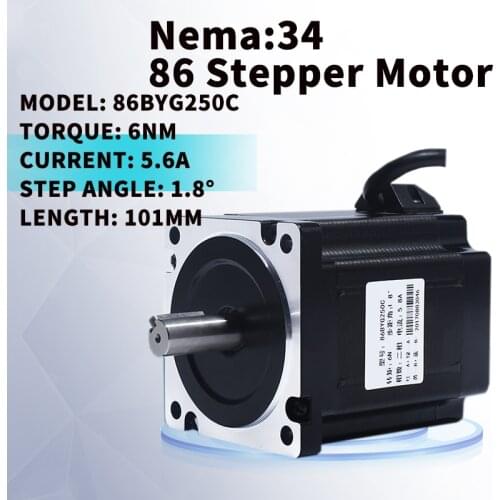 Nema34 86 Stepper Motor 6Nm 5.6A High Accuracy Motor for CNC Engraving Machine 86BYG250C length: 101mm CNC Stepper Motor