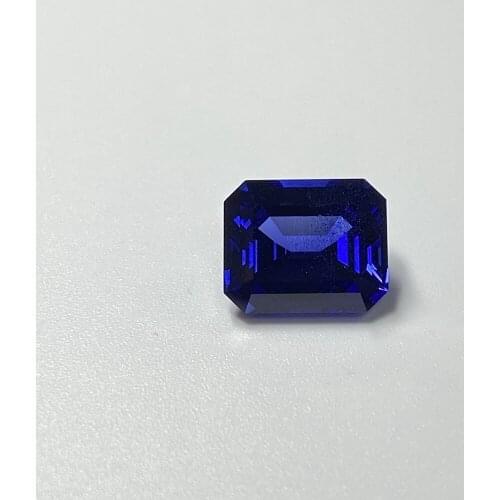 Lab Grown 9x7mm Emerald Cut Blue Sapphire Synthetic Gemstones for Jewelry Ring Making