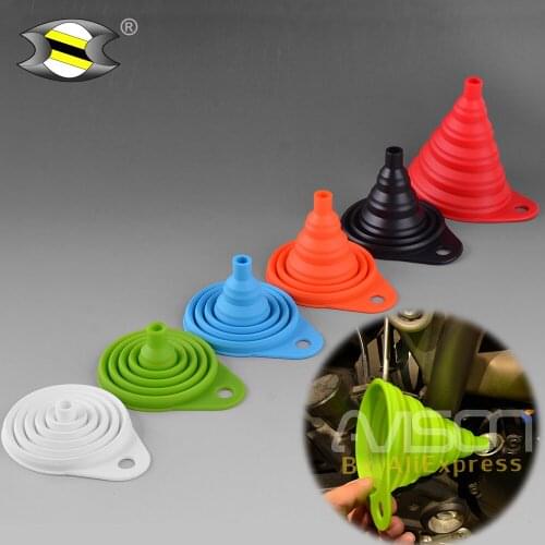 Motorcycle Oil Funnel Hopper Collapsible Silicone Oil Fuel Funnel Foldable