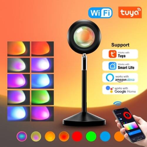 Tuya Smart WiFi Sun Lamp RGB 16 Colors APP Voice Atmosphere Projection Led Night Light Bedroom Shop Bar Decor Alexa Google Home