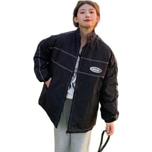 Women Winter Short Big Pocket Warm Baseball Jacket Puffer Coat Cotton Padded Parkas Overcoat