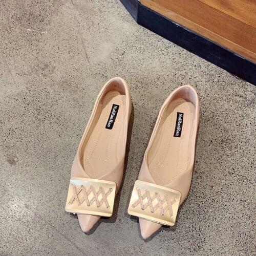 Explosion Model Hot Sale Fashion Wild Retro Charm Simple Rhinestone Design Ladies Flat Shoes Spring Autumn Pointed Toe W38-41