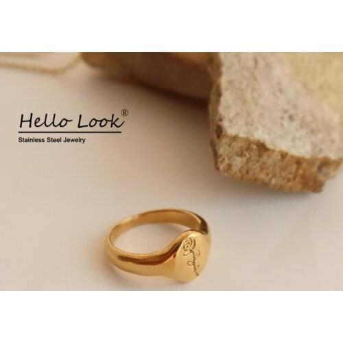 HelloLook Rose Flower Ring Female Stainless Steel Rings Waterproof Stacking Ring Vintage Flower Jewelry Accessories Size 6/7/8