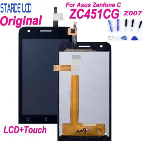 For Asus Zenfone C ZC451CG Z007 LCD Display Matrix with Touch Screen Digitizer Full Assembly 4.5" for ZC451CG Black + Free Tools